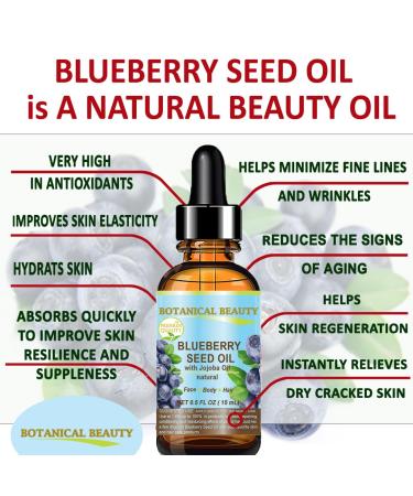 Buy Blueberry Seed Oil - Virgin Unrefined Cold-Pressed Carrier Oil for Face Body & Hair | 0.5 Fl. oz - Anti-Aging Moisturizer by Botanical Beauty - Buy Online on GoSupps.com