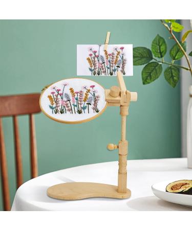 360 Adjustable Embroidery Hoop Stand | Hands-Free Cross Stitch Holder for Sewing Projects | Wooden Lap Embroidery Stand | 13.36-16.73 inch Height - Buy Online on GoSupps.com