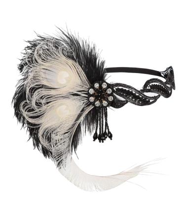 Art Deco 1920s Accessories Flapper Headband 20s Feather Headpiece Gatsby Costume Peacock Hair Accessories Style 63
