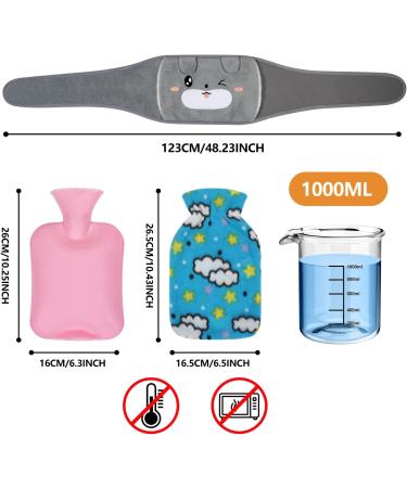 WARMTOYO Wearable Hot Water Bottle with Waist Cover - Grey + Pink - Buy Online on GoSupps.com