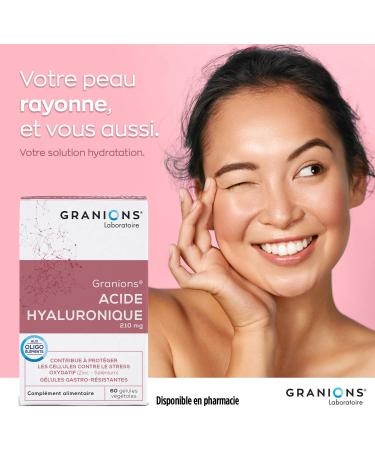HYALURONIC ACID - GRANIONS - Food Supplement - Hyaluronic Acid Capsules - Powerful Anti-Wrinkle Immediate - Hyaluronic Acid + Zinc + Selenium - Anti Aging - 60 Capsules - Made in France - Buy Online on GoSupps.com