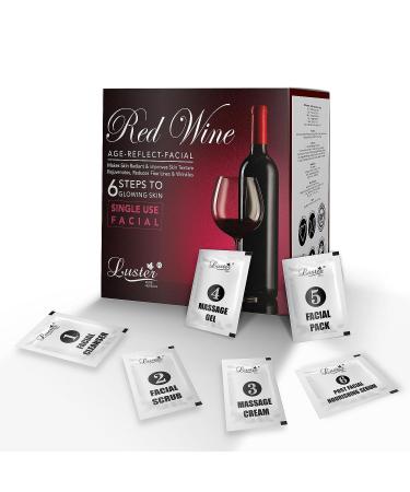 Red Wine Age Reflect Facial Kit | 6 Step Facial Kit | Single Use Mini Facial Kit | Anti Ageing Facial Kit | For Glowing Skin & Deep Cleansing | Facial Kit for Women & Men | No Paraben-40g