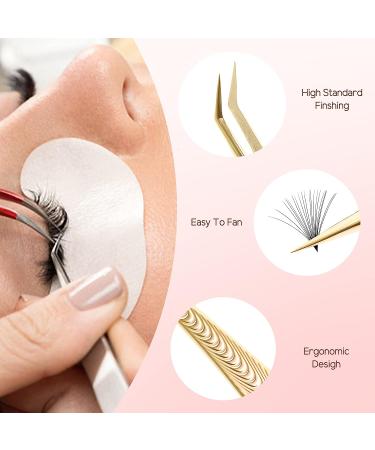 TDANCE Golden-T3 Fiber Tip Curved Lash Tweezers for Eyelash Extensions - Stainless Steel Volume Tweezers (1Pcs) - Buy Online on GoSupps.com
