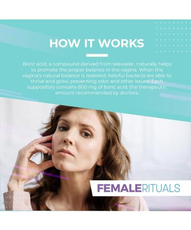 Female Rituals Boric Acid Suppositories 600mg - Vaginal pH Balance & Yeast Infection Treatment - USA Made Feminine Hygiene (30 Count) - Buy Online on GoSupps.com