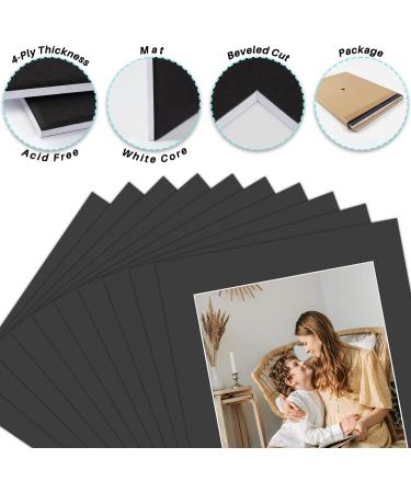 Golden State Art 11x14 Black Pre-Cut Picture Mats (10 Pack) - Acid Free, High Premier Bevel Cut with White Core for 8.5x11 Photos - Buy Online on GoSupps.com
