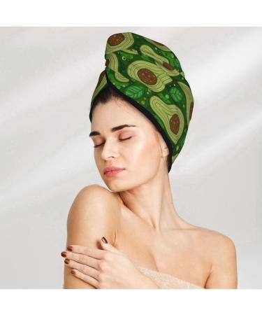 Hair Towel Wrap - Quick Drying Towel Turban with Button | Colorful Avocado Design - Buy Online on GoSupps.com
