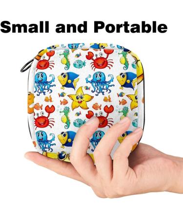 Portable Cartoon Sea Resident Storage Bags for Women's Bandages Menstrual Pads & Tampons - Cute Multicolored Holders for School & Office - Buy Online on GoSupps.com