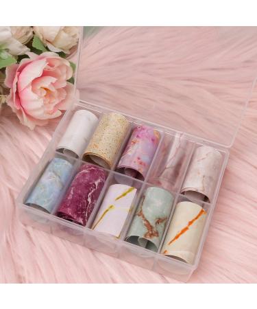Colorful Marble Nail Foil Transfer Sticker Set - 10 Rolls for Nail Art Designs - Buy Online on GoSupps.com