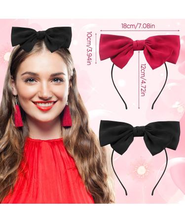 Greoer Red Bowknot Hairband Soft Cloth Red Ribbon Headband Elastic School Uniform Bow Headband Hair Accessories for Girls and Women Ideal for School Birthday Halloween Costume Daily Decoration - Buy Online on GoSupps.com