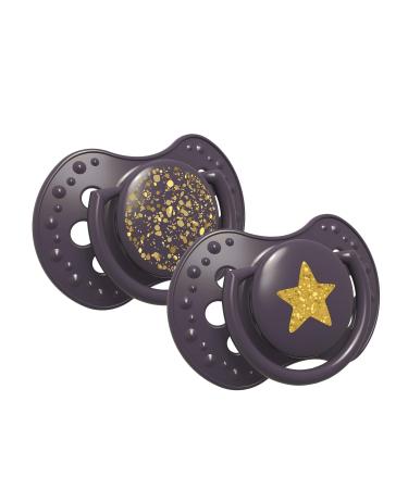 LOVI pacifier 6-18 months silicone BPA-free hygienic protective cover Stardust collection 2 pieces purple