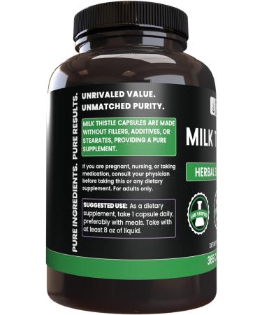 365 Capsules Milk Thistle - Pure Original Ingredients, Lab Verified, No Fillers - 365 Count - Buy Online on GoSupps.com
