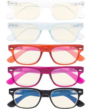 Eyekepper 5 Pack Ladies Blue Light Blocking Readers - Retro Computer Glasses +1.50 Strength - Stylish and Protective - Buy Online on GoSupps.com