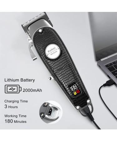 KEIMEI Black Leather Hair Clippers for Men Adjustable Blade Cordless Clipper Professional Barber Clippers USB Rechargeable Wireless Haircut Clippers - Buy Online on GoSupps.com