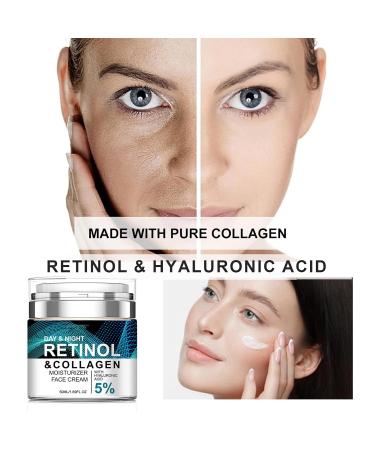 Retinol and Collagen Face Cream with 5% Hyaluronic Acid Retinol Cream for Face Anti Aging Wrinkle Reduce Fine Lines Lifting Firming Moisturizing Day & Night Facial Care Suitable for All Skin Types - Buy Online on GoSupps.com
