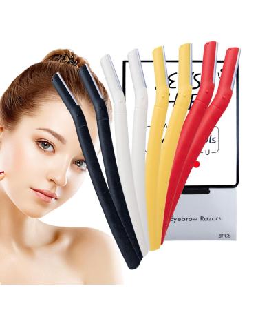 Fowybe facial razor for women |8 ergonomic eyebrow razors with protective cover eyebrow razor for women lint -free facial razors for face lips and eyebrows