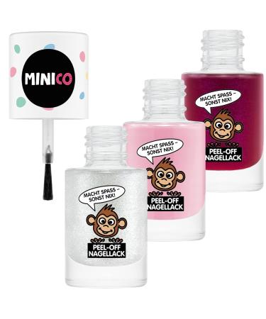 Shop Minico Premium Kinder Nail Polish Set - 3 Pack Glitter Pink & Rose - Removable Vegan Child-Friendly & Dermatologically Tested - Buy Online on GoSupps.com