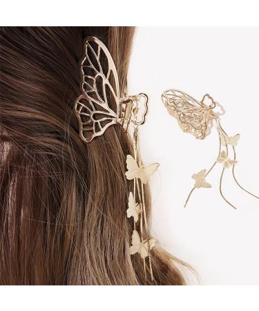 Butterfly Hair Claw Clips Large Metal Gold Hair Clips with Luxury Tassels Design Nonslip Hair Accessories Hair Barrette Hairpin Elegant Geometry Fashion Hair Clamp Clips for Women Thick/Thin Hair 1Pcs