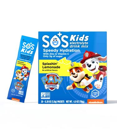 SOS Hydration Kids Paw Patrol - Fast and Effective Treatment for Dehydration and Replacing Electrolytes and Salts- - Lemonade flavour