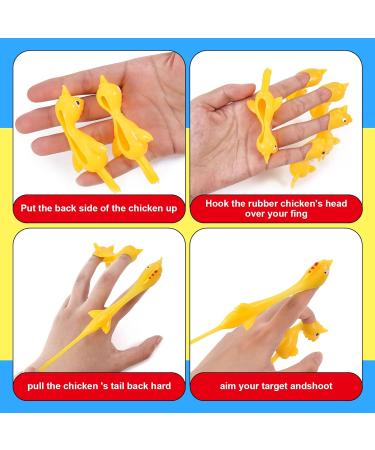Fuyamp 30 Pcs Slingshot Chicken Stretchy Flying Chickens Flick Toy Sticky Rubber Chickens Flying Chicken Sling Flick Chicken Slingshot Stretchy Chicken Toy Gifts for Kids - Buy Online on GoSupps.com