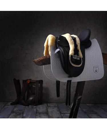 Christ Lamb Fur Moon Belt Saddle Strap by Werner - Anatomical Dressage Belt (Short 85 cm) in Black Nature - Premium Lambskin - Buy Online on GoSupps.com