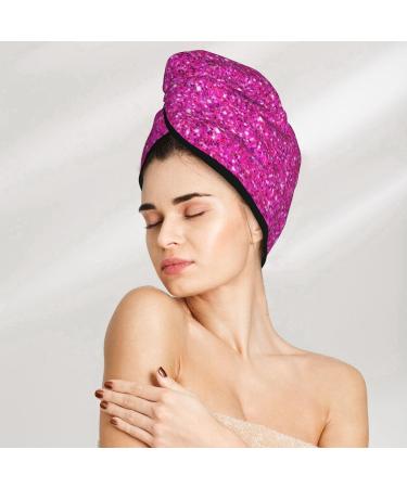 Quick-Dry Hair Towel Wrap with Button | Rose Red Glitter Hair Drying Turban | Best Towel for Fast Hair Drying - Buy Online on GoSupps.com