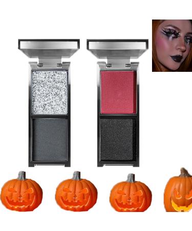 Yelewy Goth red black eyeshadow palette black white makeup palette smokey gothic makeup eye shadow highly pigmented eye shadow Halloween clown SFX eye 4 colors