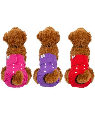 Cutebone 3-Pack Washable Dog Diapers - Waterproof Puppy Pants for Heat Period | Valentine's Day Rose Collection (D24S-DE ROSE & LILA Size S 28-40.5cm) - Buy Online on GoSupps.com