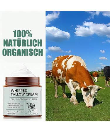Cr me de b uf Tallow Tallow - Bio Beef Tallow Skincare - Nourr e l'herbe - Avec cire d'abeille - Hydratante en profondeur - Pour le visage et le corps - Absorption rapide et non parfum e - 120 g - Buy Online on GoSupps.com