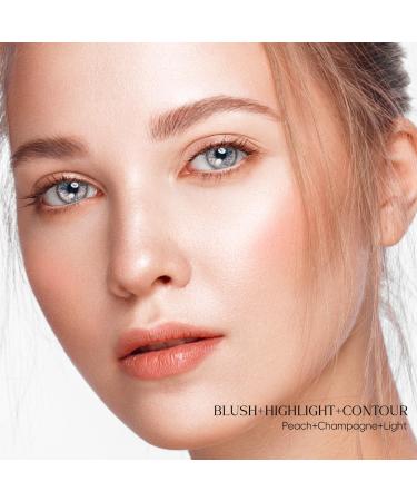 Trio Contour Sticks Set - Highlighter Bronzer & Blush for Natural Dewy Makeup | 45g/1.6fl.oz | Light Champagne Peach | Enhance Cheeks & Lips - Buy Online on GoSupps.com