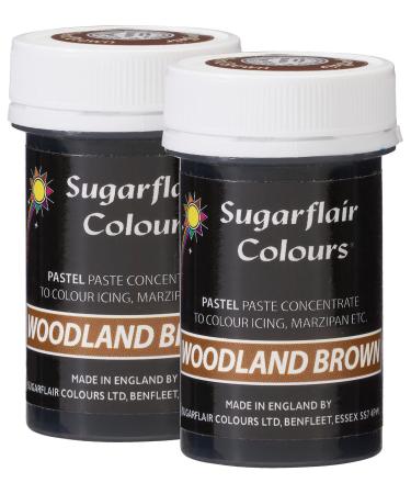 Sugarflair Woodland Brown Pastel Food Colouring Paste Highly Concentrated for Use with Sugar Pastes Buttercream Royal Icing or Cake Mix Subtle Colour Dye - 25g (Pack of 2)