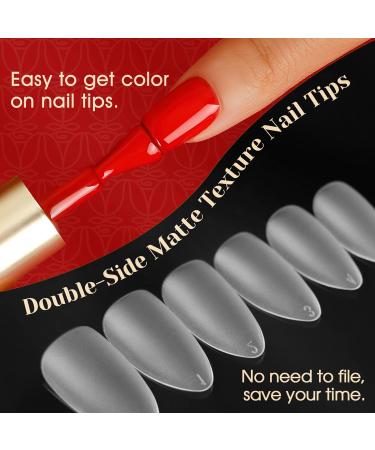 Rosalind Almond Nail Tips - 300 Pack Soft Gel Full Cover Short Matte Pre-Buff Fake Nails | 15 Sizes No-File Design for Easy Application - Buy Online on GoSupps.com