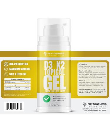 Androgenesis Vitamin D3 K2 Maximum Strength Topical Gel - 15000+ IU Per Pump - Buy Online on GoSupps.com
