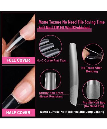 UNA GELLA XXL Square Fake Nails - 240pcs Pre-file Long Gel Nail Tips - Clear Tapered Matte Press On Nails - Buy Online on GoSupps.com