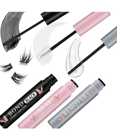Lash Cluster Glue Bond & Seal Waterproof Lash Glue for Eyelash Clusters Long-Lasting Lash Bond and Seal Includes Lash Remover for Easy Removal Eyelash Bond and Seal and Remover