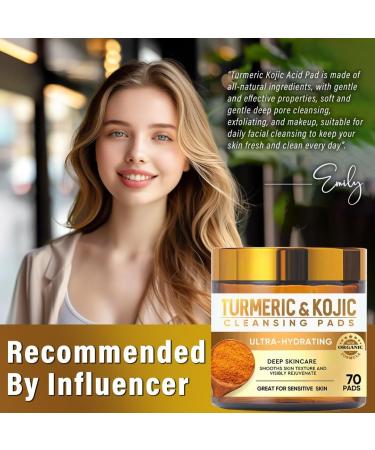 Turmeric Cleansing Pads for Dark Spots - 70 Pcs Turmeric Kojic Acid for Deep Cleansing & Nourishing Skin | Shop Now - Buy Online on GoSupps.com