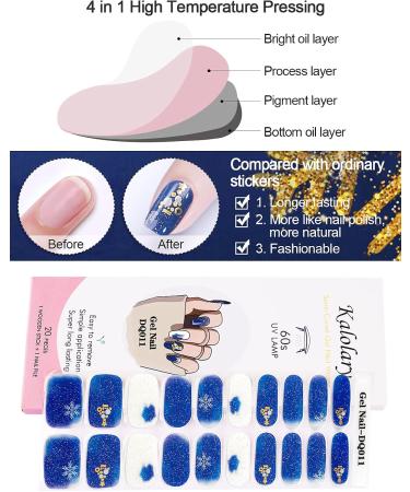 Kalolary 20 Pcs Christmas Gel Nail Polish Strips - Snowflake Designs Glitter Colors Nail Stickers & File - UV/LED Lamp Required - Buy Online on GoSupps.com