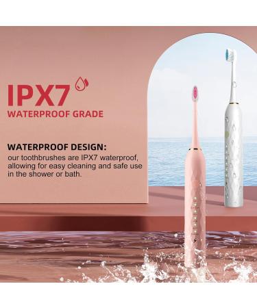 MAXWISDOM Toothbrush Electric with Holders 12 Sonic Toothbrush Heads Replacement 6 Modes Smart Timer 2 Hours Charge for 60 Days - Pink & White - Pack Of 18 - Buy Online on GoSupps.com