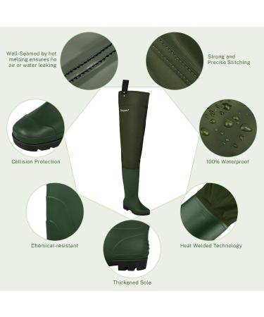 Lightweight Waterproof Hip Waders for Men and Women - Size 10 Army Green - Buy Online on GoSupps.com