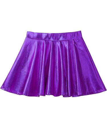 JEATHA Kids Girls Shiny Metallic Pleated Skirt with Built-in Shorts - Purple - Size 14 | Ideal for Ballet, Dance, Party Costume - Buy Online on GoSupps.com