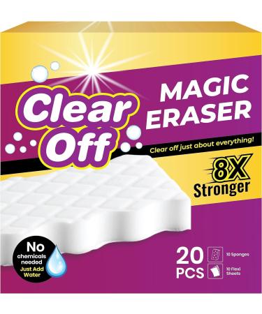 Magic Erasers for Cleaning Clear Off 10 Eraser Sponges + 10 Flexi Sheets for Dishes & Household Bathroom Cleaning Remove Stubborn Dirt and Grime - Chemical Free Janitorial and Home Cleaning Supplies