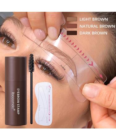 Kit 1-Step Brow Stamp and Shaping Kit Waterproof Shaping Set with 10 Eyebrow Styling Mode Card(Brown 1 Set) Light Brown*2 - Buy Online on GoSupps.com
