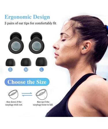 Buy Noise Cancelling Ear Plugs for Sleeping - Reusable Soft Silicone with 3 Eartips | 30dB Hearing Protection for Concerts & Focus - Black - Buy Online on GoSupps.com