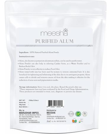 Alum Powder by Meesha - 100g (3.5 oz) - Premium Quality | International Shipping Available - Buy Online on GoSupps.com