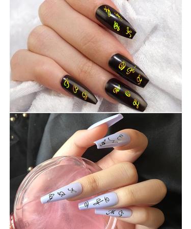 Nail Letters Stickers - EBANKU 8 Sheets Old English Letter Nail Decals | 3D Self-Adhesive Gold Silver Black White Retro Nail Art for Women & Girls - Buy Online on GoSupps.com