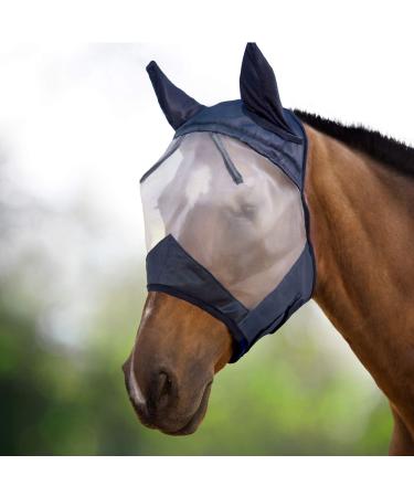 Harrison Howard Caremaster Horses Fly Mask Half Face Standard with ears horse fly protection mask black/silver retro COB (medium)