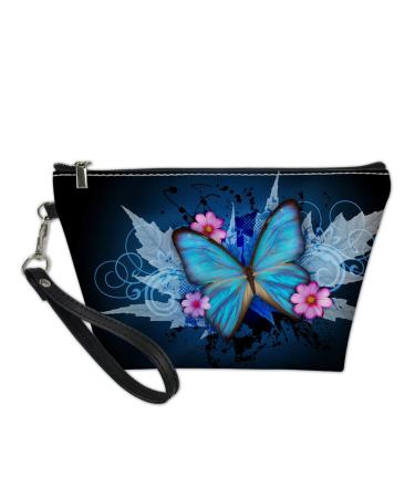 SEANATIVE Butterfly and Flower Design Zippered Cosmetic Bag for Women Butterfly / Flower Design