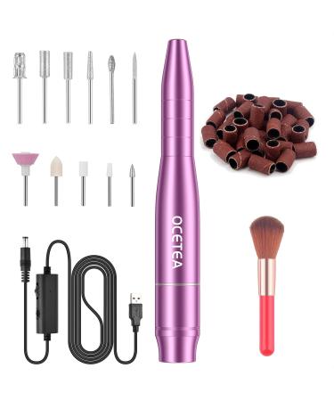 Ocetea Electric Nail Drill Efile, Portable Manicure Pedicure Machine, Professional Nail Filer Kit Nail Tools for Polishing Shaping Removing Acrylic Gel Nails, Home or Salon Use, Purple