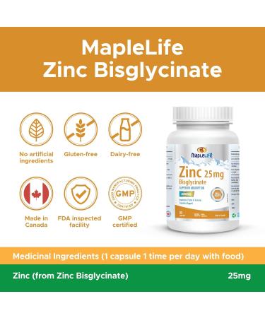 Maplelife Nutrition Zinc Bisglycinate 90 Capsules - Buy Online on GoSupps.com