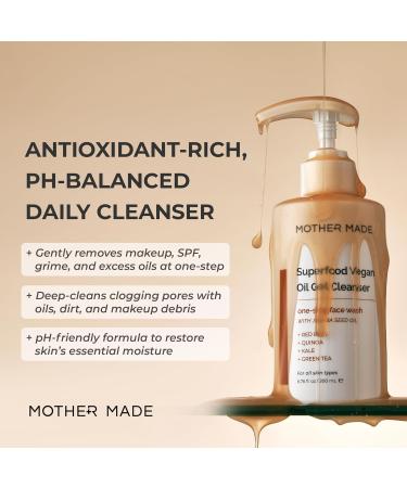 Superfood Hydrating Vegan Oil Gel Face Wash | Gentle Cleanser for Sensitive Skin with Natural Oils & Lactic Acid | pH Balancing Makeup Remover | Korean Skin Care 6.76 fl. oz - Buy Online on GoSupps.com
