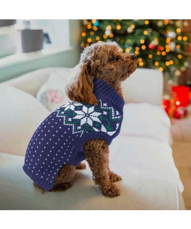 Katzinst Christmas Dog Sweater | Fleece Snowflake Sweater for Medium Dogs | Ideal for Malteser & Jack Russell | Blue L - Buy Online on GoSupps.com